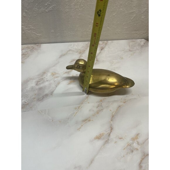 VTG Solid Brass Full Body Duck Figure Green Felt Bottom - Picture 6 of 10